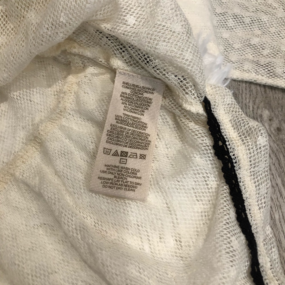 Free People Lace Long Sleeve Boho Tassel Tie Top - Picture 4 of 5